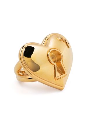 Moschino logo-engraved heart-shape ring - Gold