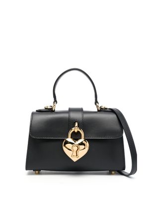 Moschino logo-engraved leather tote bag - Black