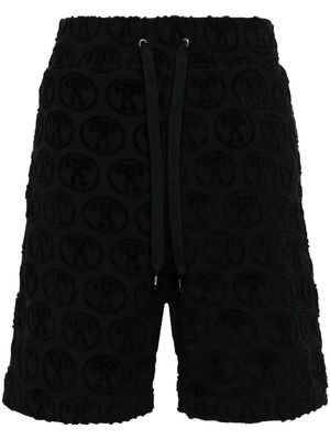 Moschino logo-flocked drawstring track shorts - Black