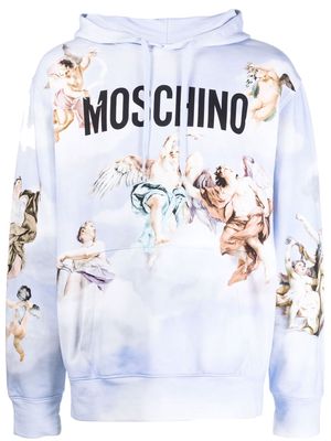 Moschino logo graphic print hoodie - Blue