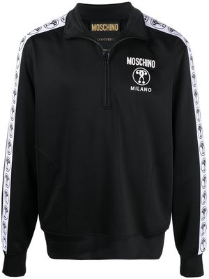 Moschino logo half-zip sweatshirt - Black