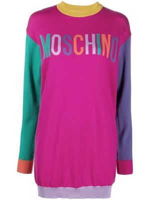 Moschino logo-intarsia jumper dress - Pink