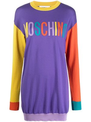 Moschino logo-intarsia jumper dress - Purple