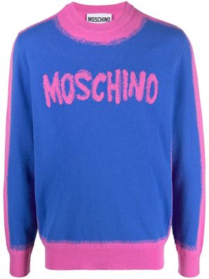 Moschino logo intarsia-knit jumper - Blue