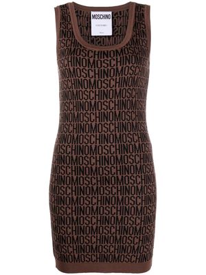 Moschino logo intarsia-knit mini dress - Brown