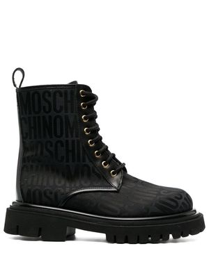 Moschino logo-jacquard ankle boots - Black