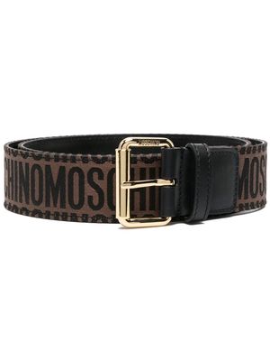 Moschino logo-jacquard buckle belt - Brown