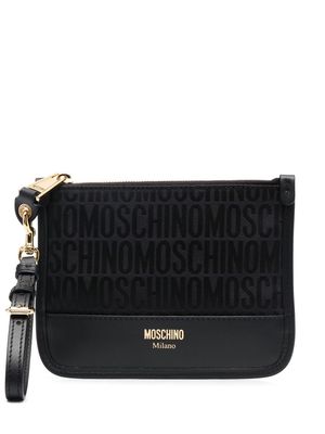 Moschino logo-jacquard clutch bag - Black