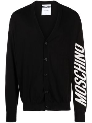 Moschino logo-jacquard cotton cardigan - Black