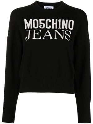 Moschino logo-jacquard cotton jumper - Black