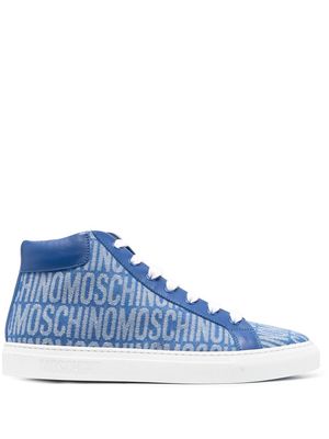 Moschino logo-jacquard high-top sneakers - Blue