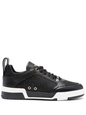 Moschino logo-jacquard leather sneakers - Black