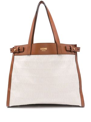 Moschino logo-jacquard open-top tote bag - Neutrals