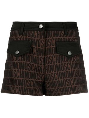 Moschino logo-jacquard short shorts - Brown