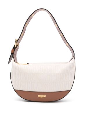 Moschino logo-jacquard shoulder bag - Neutrals