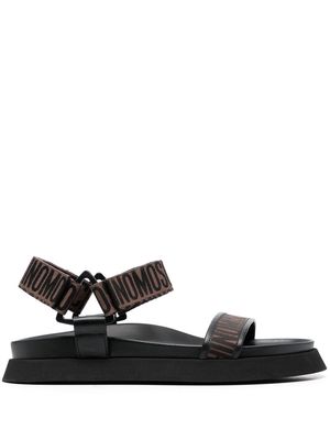 Moschino logo-jacquard touch-strap sandals - Brown