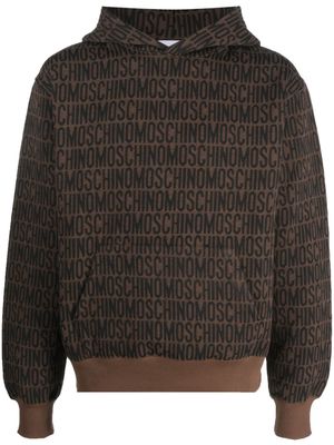 Moschino logo-jacquard two-tone hoodie - Black