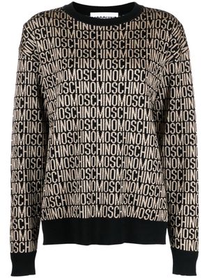 Moschino logo-jacquard virgin wool jumper - Black