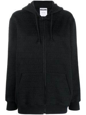Moschino logo-jacquard zip-up hoodie - Black