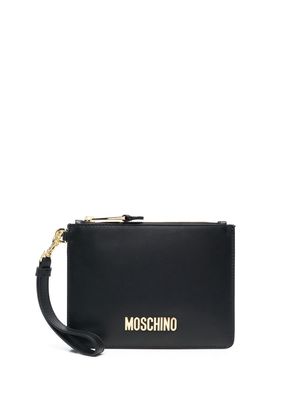 Moschino logo-letter clutch bag - Black