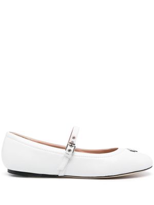 Moschino logo-lettering ballerina shoes - White