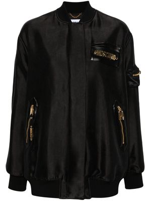 Moschino logo-lettering bomber jacket - Black