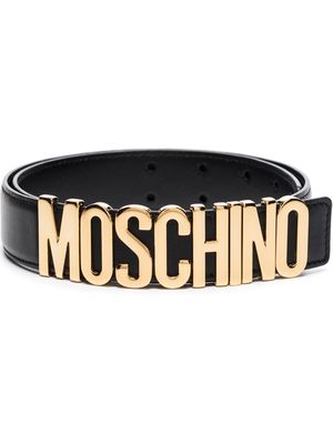 Moschino logo-lettering buckle belt - Black