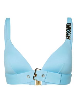 Moschino logo-lettering buckled bikini top - Blue