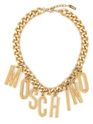 Moschino logo-lettering cuban-chain choker - Gold