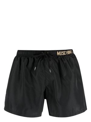 Moschino logo-lettering drawstring swim shorts - Black