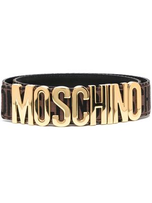 Moschino logo-lettering leather belt - Brown