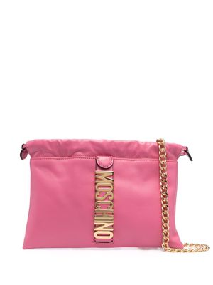 Moschino logo-lettering leather crossbody-bag - Pink