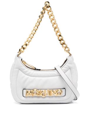 Moschino logo-lettering leather shoulder bag - Grey