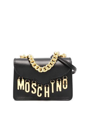 Moschino logo-lettering mini bag - Black