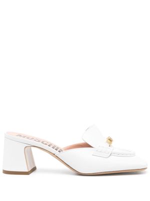 Moschino logo-lettering mules - White