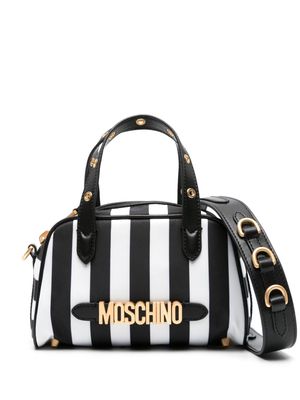 Moschino logo-lettering striped tote bag - Black