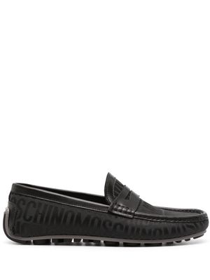 Moschino logo-monogram leather loafers - Black