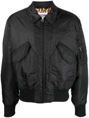 Moschino logo-patch bomber jacket - Black