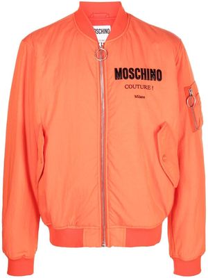 Moschino logo-patch bomber jacket - Orange