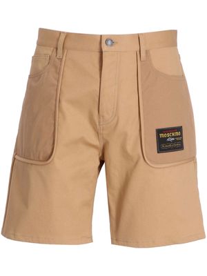 Moschino logo-patch cotton shorts - Neutrals
