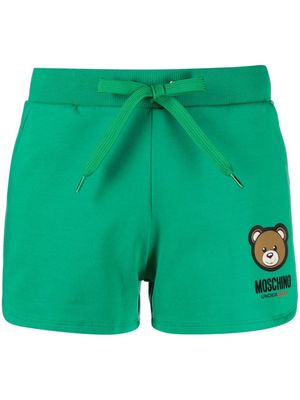 Moschino logo-patch drawstring cotton short - Green