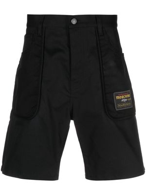 Moschino logo-patch gabardine shorts - Black