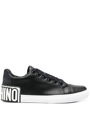 Moschino logo-patch leather sneakers - Black