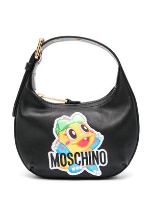 Moschino logo-patch leather tote bag - Black