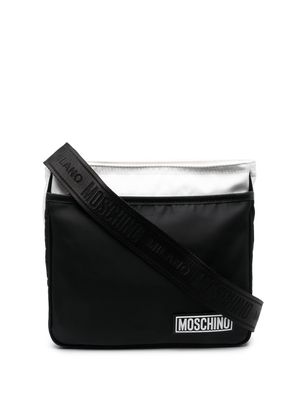 Moschino logo-patch messenger bag - Black