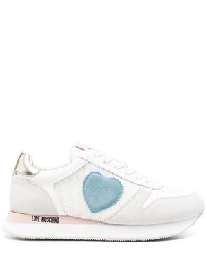 Moschino logo-patch panelled sneakers - White