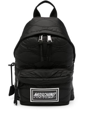 Moschino logo-patch quilted backpack - Black