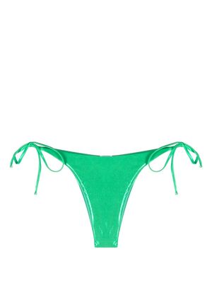 Moschino logo-patch side-tie bikini bottoms - Green