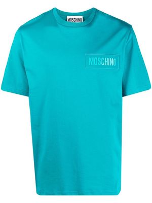 Moschino logo-patch T-shirt - Blue