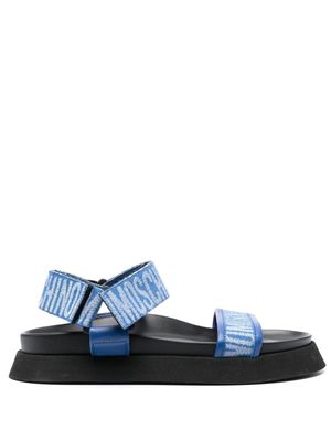 Moschino logo-pattern touch-strap sandals - Blue